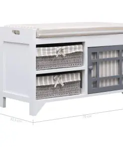 vidaXL Hall Bench White 70×33.5×45 cm Paulownia Wood