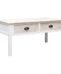 vidaXL Coffee Table White and Natural 100x50x45 cm Wood