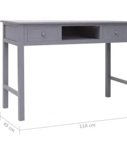 vidaXL Writing Desk Grey 110x45x76 cm Wood