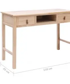 vidaXL Writing Desk Natural 110x45x76 cm Wood