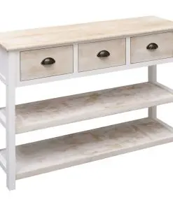 vidaXL Sideboard Natural and White 115x30x76 cm Wood