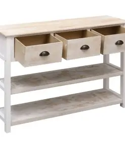 vidaXL Sideboard Natural and White 115x30x76 cm Wood