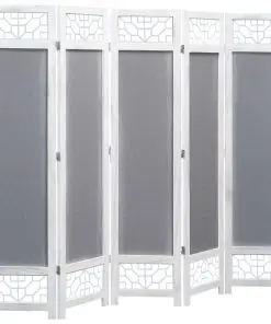vidaXL 5-Panel Room Divider Grey 175×165 cm Fabric