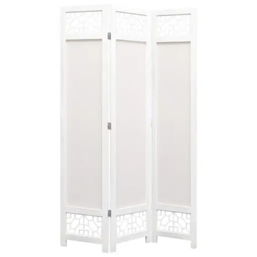 vidaXL 3-Panel Room Divider Cream 105×165 cm Fabric