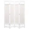 vidaXL 4-Panel Room Divider Cream 140×165 cm Fabric
