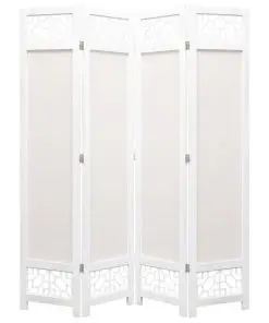 vidaXL 4-Panel Room Divider Cream 140×165 cm Fabric