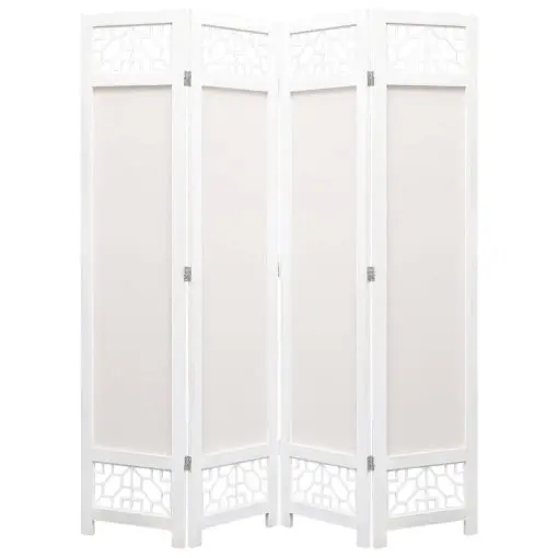vidaXL 4-Panel Room Divider Cream 140×165 cm Fabric