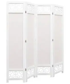 vidaXL 4-Panel Room Divider Cream 140×165 cm Fabric