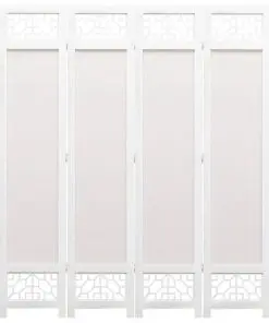 vidaXL 4-Panel Room Divider Cream 140×165 cm Fabric