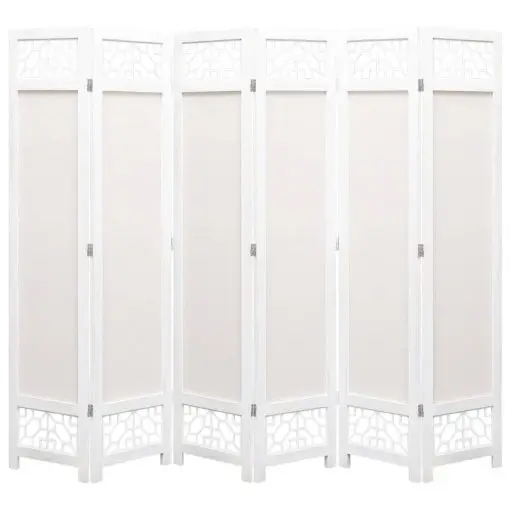 vidaXL 6-Panel Room Divider Cream 210×165 cm Fabric