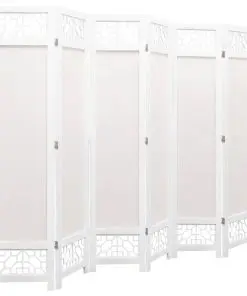 vidaXL 6-Panel Room Divider Cream 210×165 cm Fabric