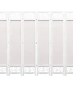 vidaXL 6-Panel Room Divider Cream 210×165 cm Fabric
