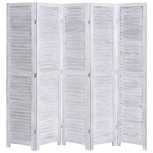 vidaXL 5-Panel Room Divider Grey 175×165 cm Wood