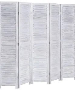 vidaXL 5-Panel Room Divider Grey 175×165 cm Wood