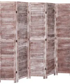 vidaXL 5-Panel Room Divider Brown 175×165 cm Wood