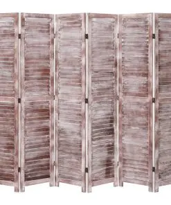 vidaXL 6-Panel Room Divider Brown 210×165 cm Wood