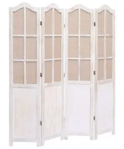 vidaXL 4-Panel Room Divider White 140×165 cm Fabric