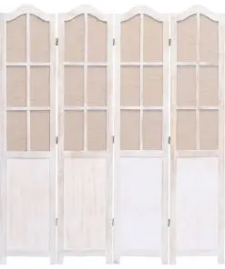 vidaXL 4-Panel Room Divider White 140×165 cm Fabric