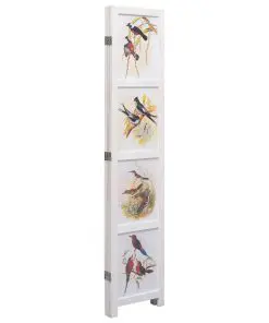 vidaXL 3-Panel Room Divider White 105×165 cm Bird
