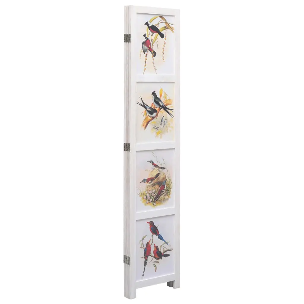 vidaXL 3-Panel Room Divider White 105×165 cm Bird