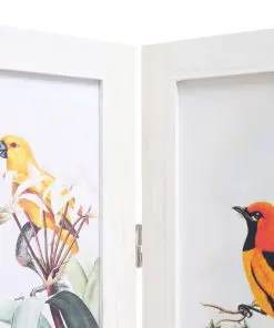 vidaXL 3-Panel Room Divider White 105×165 cm Bird