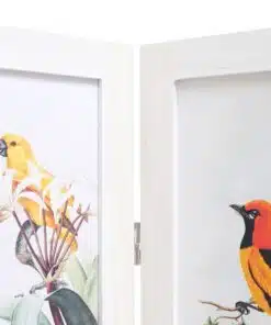 vidaXL 4-Panel Room Divider White 140×165 cm Bird