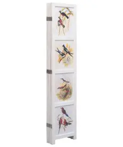 vidaXL 5-Panel Room Divider White 175×165 cm Bird