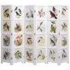 vidaXL 6-Panel Room Divider White 210×165 cm Bird