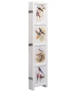 vidaXL 6-Panel Room Divider White 210×165 cm Bird