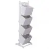 vidaXL 4-Layer Basket Rack White 35x35x125 cm Wood