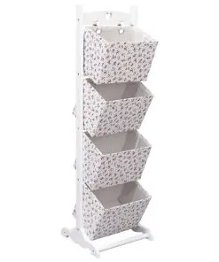 vidaXL 4-Layer Basket Rack Flower 35x35x125 cm Wood
