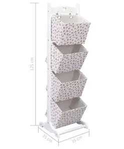 vidaXL 4-Layer Basket Rack Flower 35x35x125 cm Wood