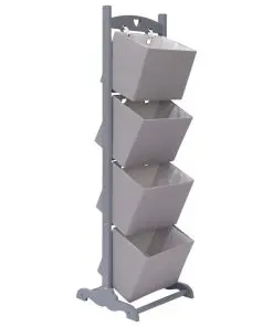 vidaXL 4-Layer Basket Rack Dark Grey 35x35x125 cm Wood