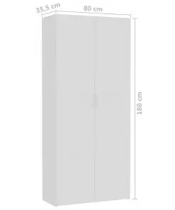 vidaXL Storage Cabinet White 80×35.5×180 cm Chipboard