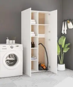 vidaXL Storage Cabinet White 80×35.5×180 cm Chipboard
