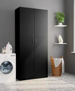 vidaXL Storage Cabinet Black 80×35.5×180 cm Chipboard