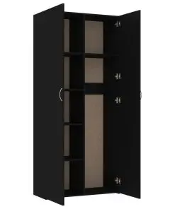 vidaXL Storage Cabinet Black 80×35.5×180 cm Chipboard