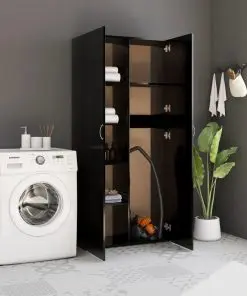 vidaXL Storage Cabinet Black 80×35.5×180 cm Chipboard