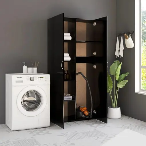 vidaXL Storage Cabinet Black 80×35.5×180 cm Chipboard