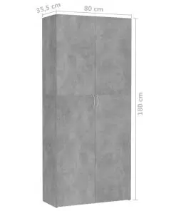 vidaXL Storage Cabinet Concrete Grey 80×35.5×180 cm Chipboard