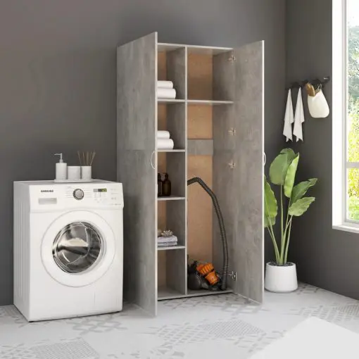 vidaXL Storage Cabinet Concrete Grey 80×35.5×180 cm Chipboard