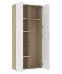 vidaXL Storage Cabinet White and Sonoma Oak 80×35.5×180 cm Chipboard