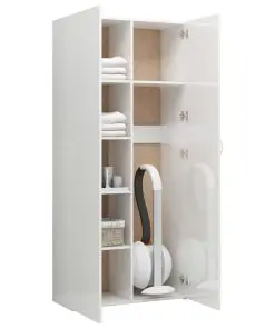 vidaXL Storage Cabinet High Gloss White 80×35.5×180 cm Chipboard