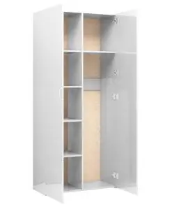vidaXL Storage Cabinet High Gloss White 80×35.5×180 cm Chipboard
