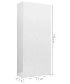 vidaXL Storage Cabinet High Gloss White 80×35.5×180 cm Chipboard
