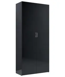 vidaXL Storage Cabinet High Gloss Black 80×35.5×180 cm Chipboard