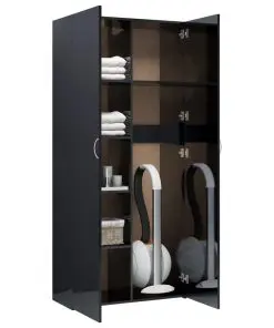 vidaXL Storage Cabinet High Gloss Black 80×35.5×180 cm Chipboard
