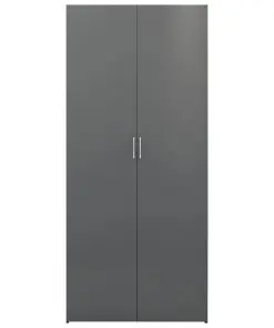 vidaXL Storage Cabinet High Gloss Grey 80×35.5×180 cm Chipboard