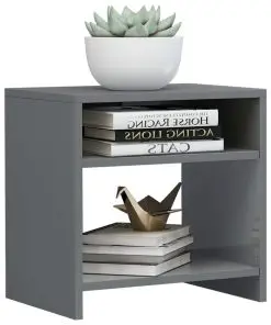 vidaXL Bedside Cabinet High Gloss Grey 40x30x40 cm Chipboard