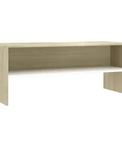 vidaXL TV Cabinet White and Sonoma Oak 100x40x40 cm Chipboard